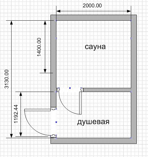 Рис. 1. План сауны с душевой